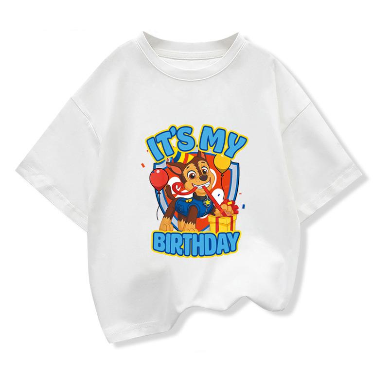 Paw Patrol Kids Tshirts Boys T-Shirt Tees Girls Birthday Party T Shirt with Clothes Kids Fashion Tops Tshirt Kids Birthday Gifts