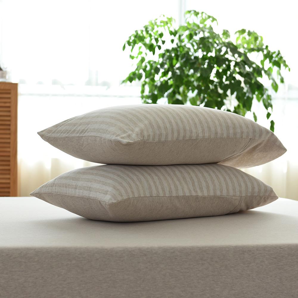 Pure Cotton Jersey Striped Bedding Set: Pillowcase, Duvet Cover, Fitted Sheet - Ideal for Dorms