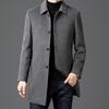 Men's Mid-Length Square-Neck Single-Breasted Wool Blend Winter Coat with Down Liner