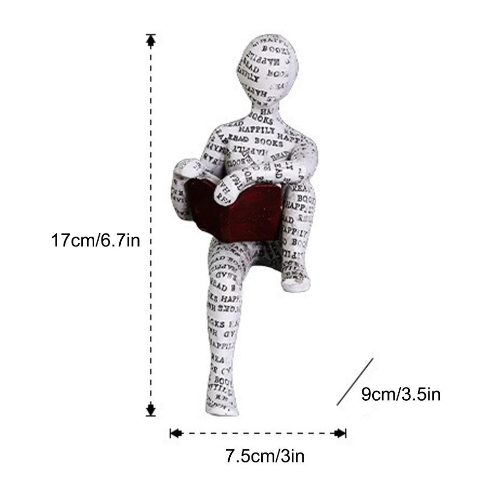 Simple Abstract Reading Character Carving Minimalist Book Lover Sculpted Figurine Sitting B