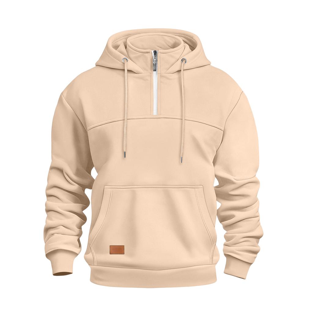 Men's Casual -Lined Long Sleeve Hooded Zip-Up Sweatshirt with Multiple Pockets