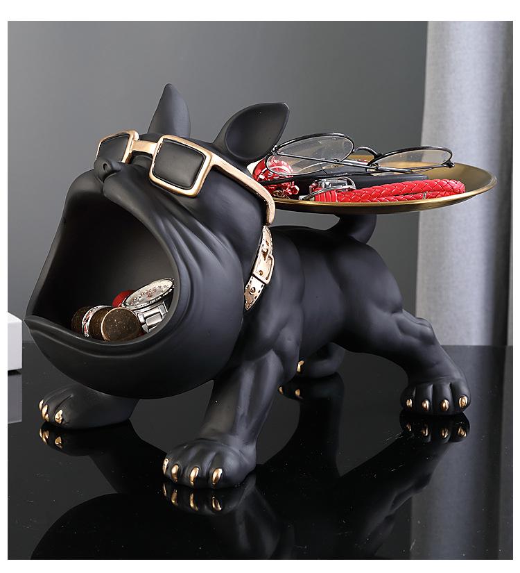 Entryway Console Table with French Bulldog Key Holder, Luxurious Shoe Cabinet, and Creative Home Decoration