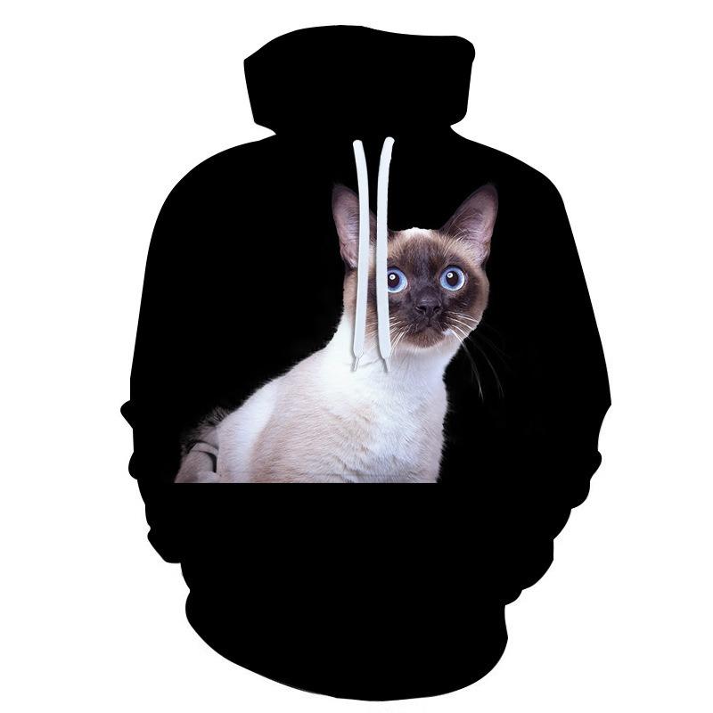 Autumn Cute Cat Pattern 3D Printed Hoodies Fashionable Casual Sports Long Sleeved Men's Hooded Sweatshirts