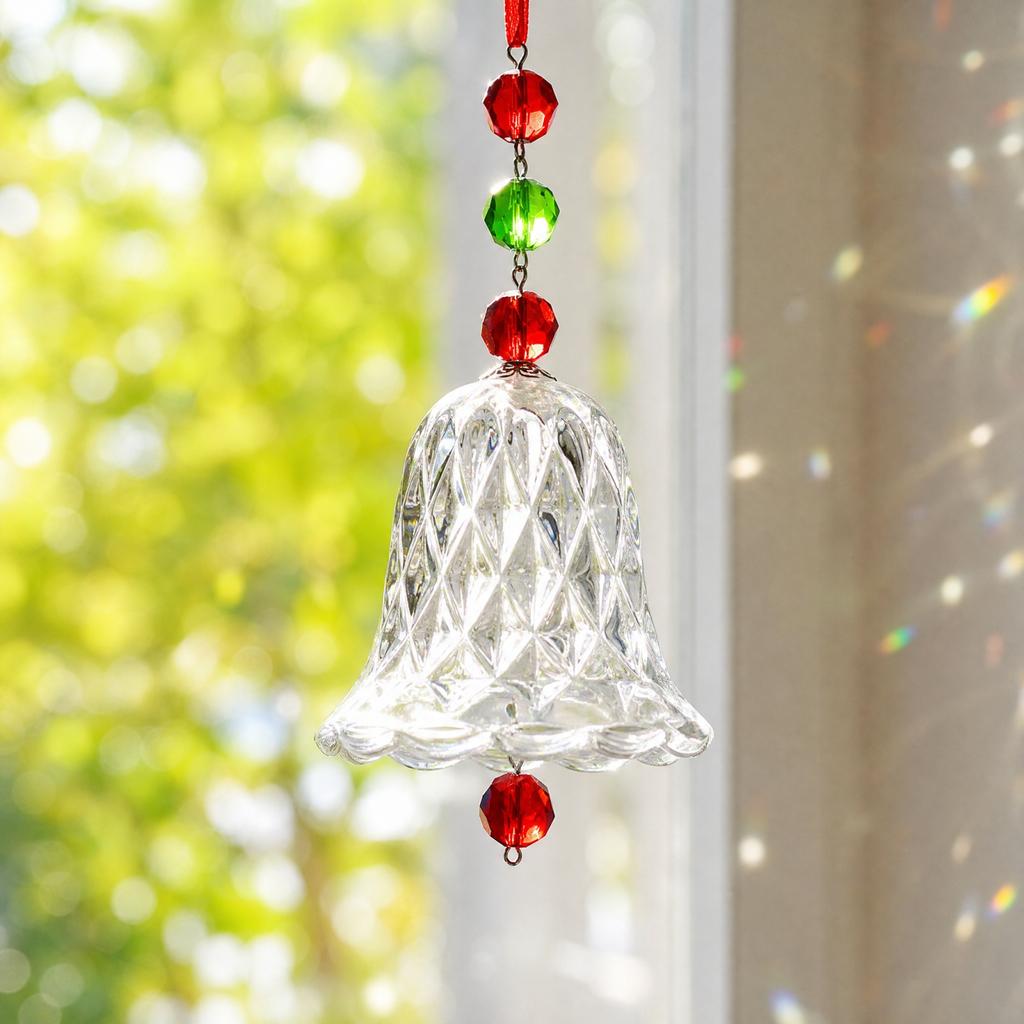 Wind Window Hanging Ornament Glass Bell Pendant for Christmas Tree Holiday Decor