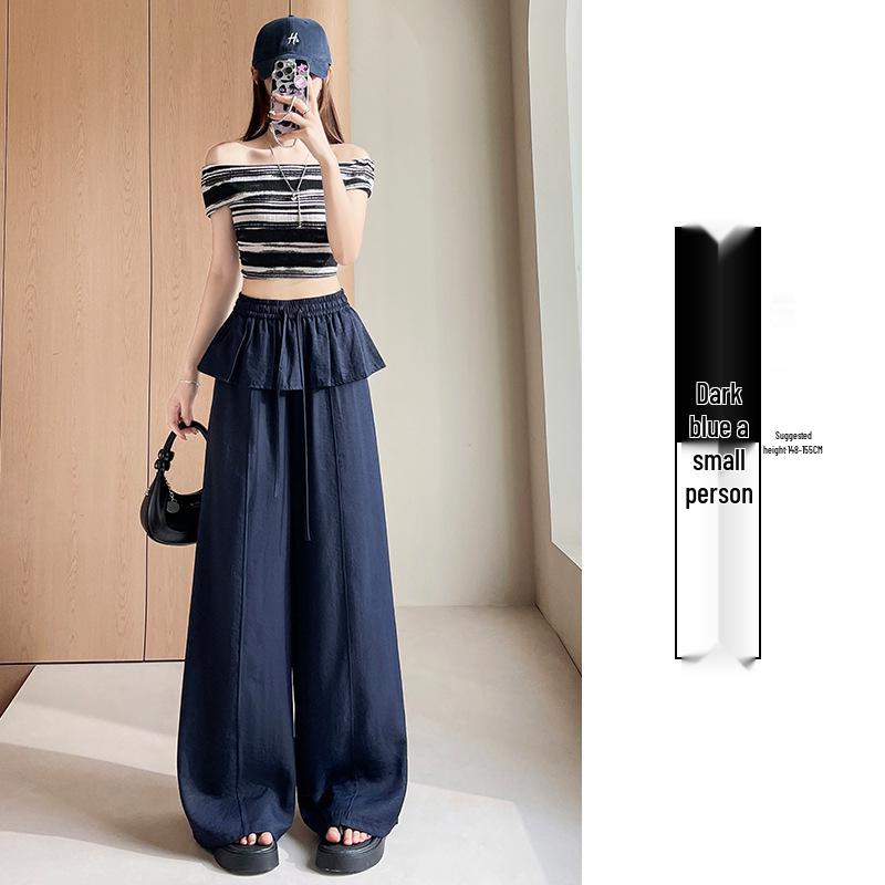 Women s Spring/Summer 2026 Lace Patchwork Ruffle-Hem Wide-Leg Pants Extra Large