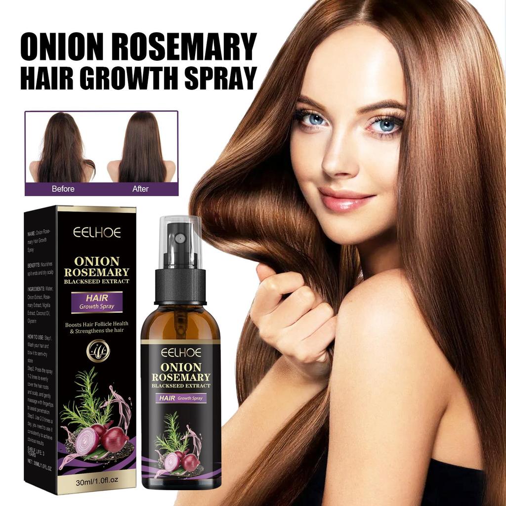 EELHOE Spray capillaire oignon romarin Hydratation profonde Cuir chevelu Lisse & Brillant Spray revitalisant pour cheveux