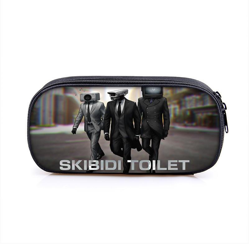 Skibidi Toilet Cartoon Pen Case With Printed Characters Students School Supplies Multi Compartment Pencil Bag