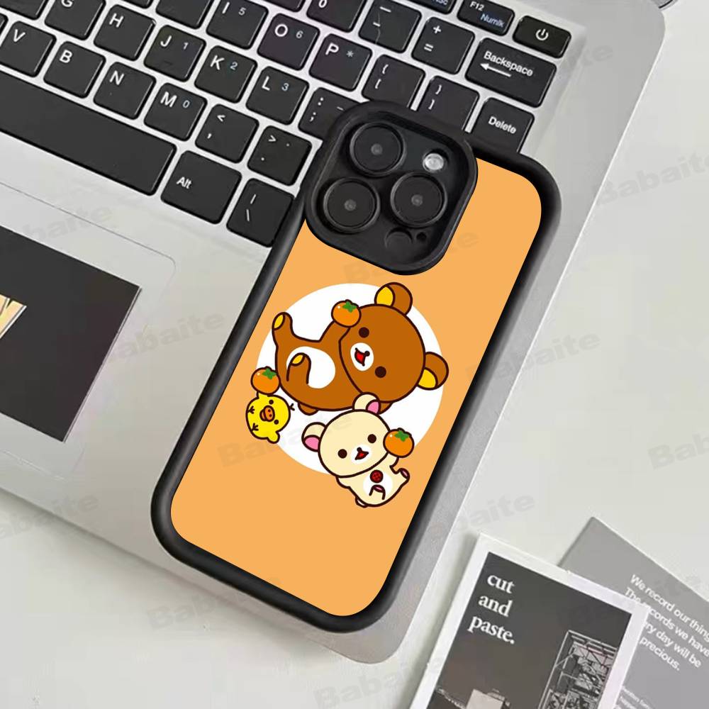 Cartoon Rilakkuma Bear Phone Case For iPhone 17 16 15 14 13 12 11 Air Plus Pro Max Soft Back Cover