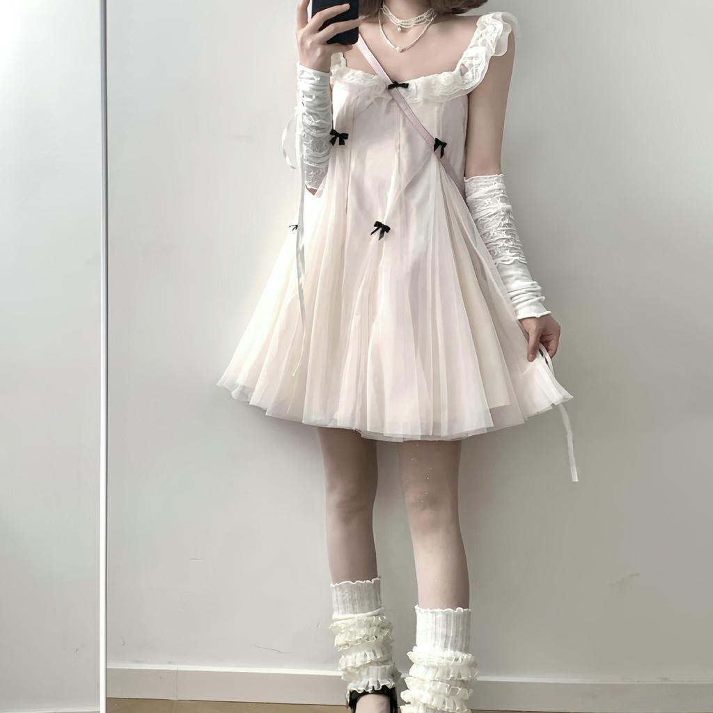 Summer great looking fairy tulle princess doll dress small French sweet dress female polyester