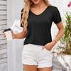 Damen Sexy Frühling und Sommer Neu Beliebt Damen Gespleißte Mesh Kurzarm Tops Farbe Lässiges Lockeres T-Shirt