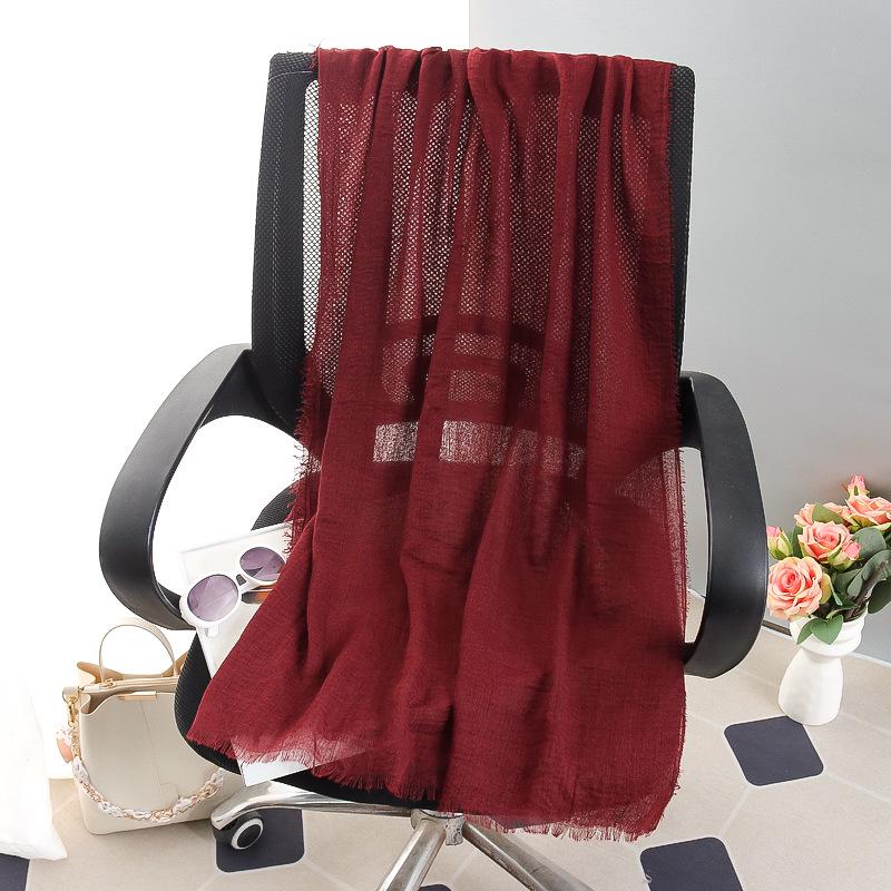 Women's Large Cotton & Linen Pure Color Scarf: Spring/Summer Muslim Headscarf, Beach Towel, Sunscreen Shawl