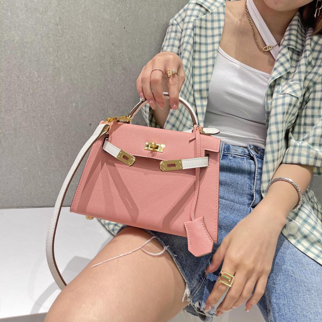 Palmprint genuine leather second-generation single-shoulder women's bag crossbody ins handbag with contrasting color design