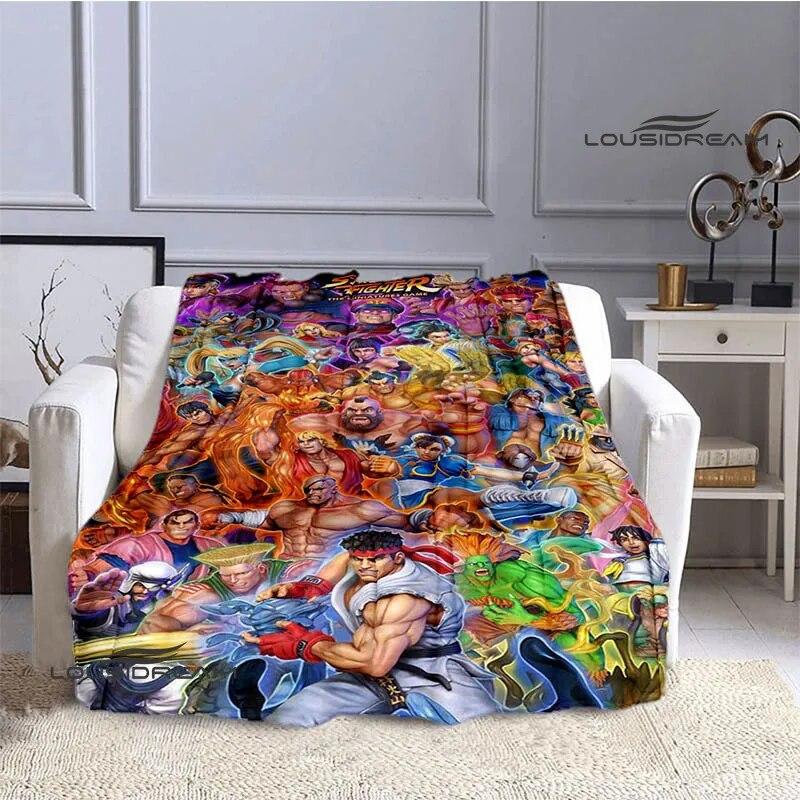 Classic Game Street Fighter Printed Blanket Flange Warm Blanket Bed Linings Home Travel Blanket Picnic Blanket Birthday Gift