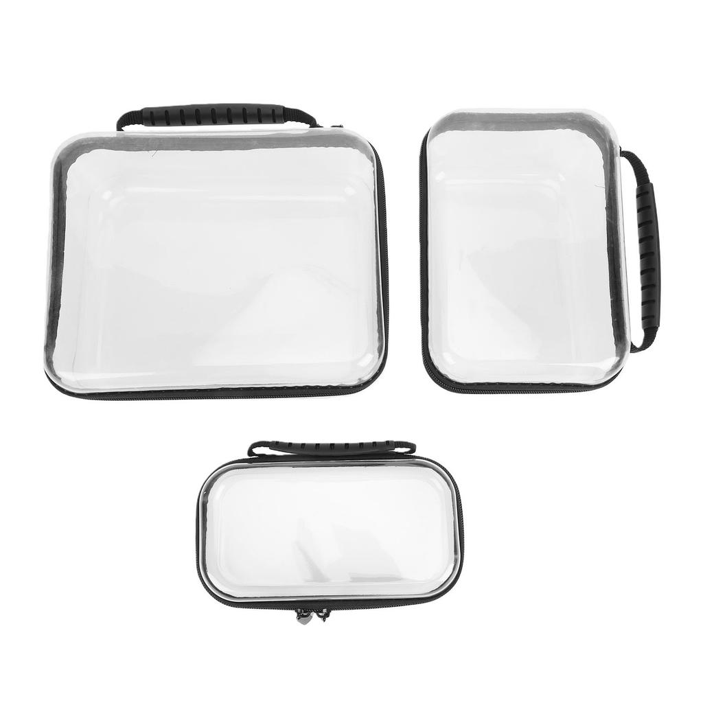 3 Pcs Clear Hard Zipper Pouches Bottom Deepened Water Proof See Through Hard Organizer Pouches Large Medium Small Sizes