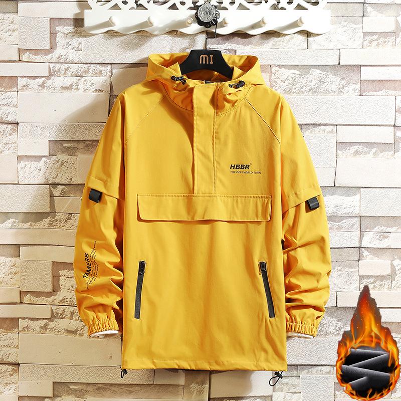 2023 Spring Hooded Casual Men's Jacket Street Style Windbreaker Bomber Jacket Men's Jacket 3 Warmth To Choose from