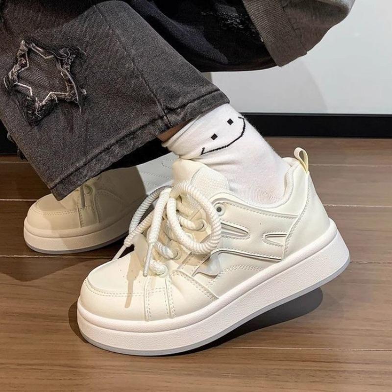 Thick-soled Heightening Little White Shoes Women's Spring New Fashion Lace-up Single Shoes Student Casual Sports Board Shoes