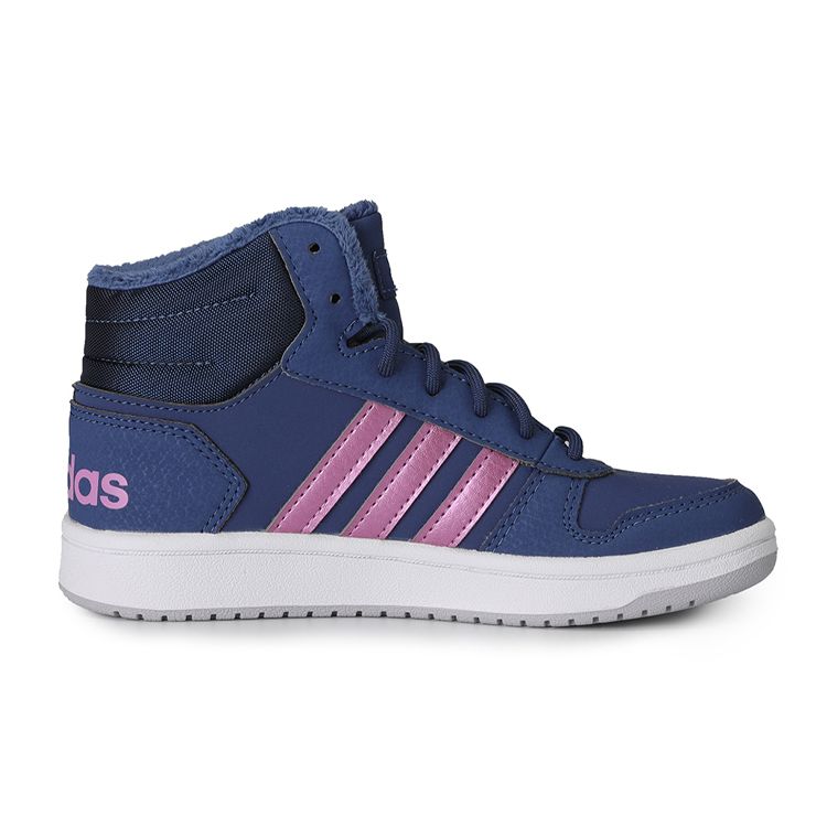 Adidas Neo Hoops 2.0 Breathable Mid-Top Kids Basketball Shoes Deep Blue Purple Kids Sneakers FW4277