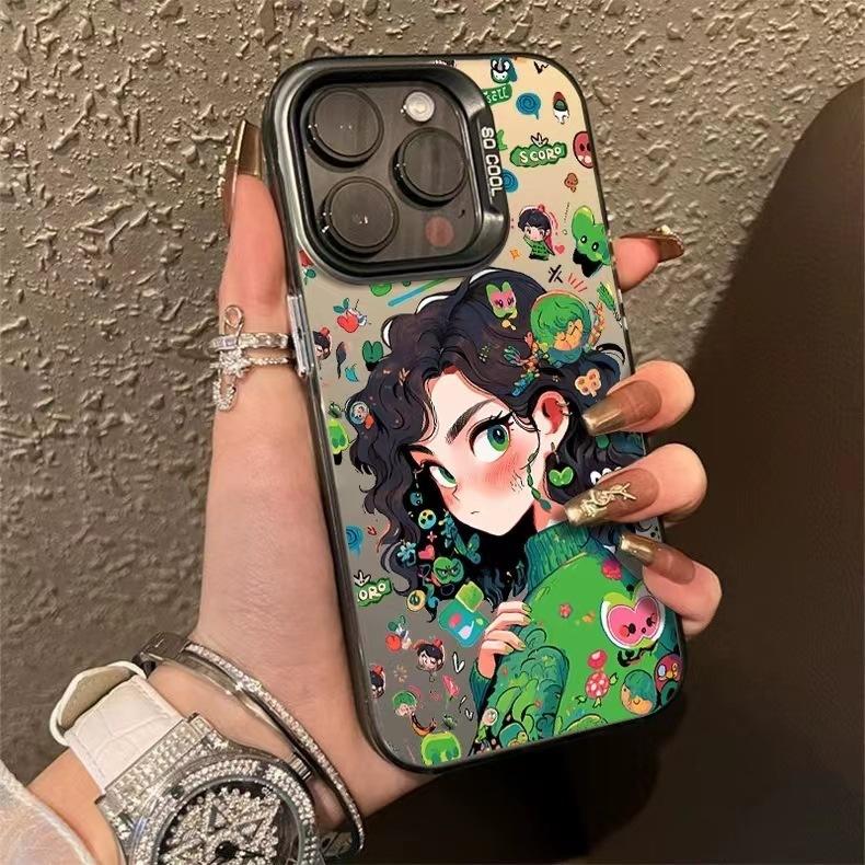 Green Girl Applies To Apple 16 Mobile Phone Case 15pro Protective Soft Case iPhone13 Color Silver 12 All-inclusive Xsmax