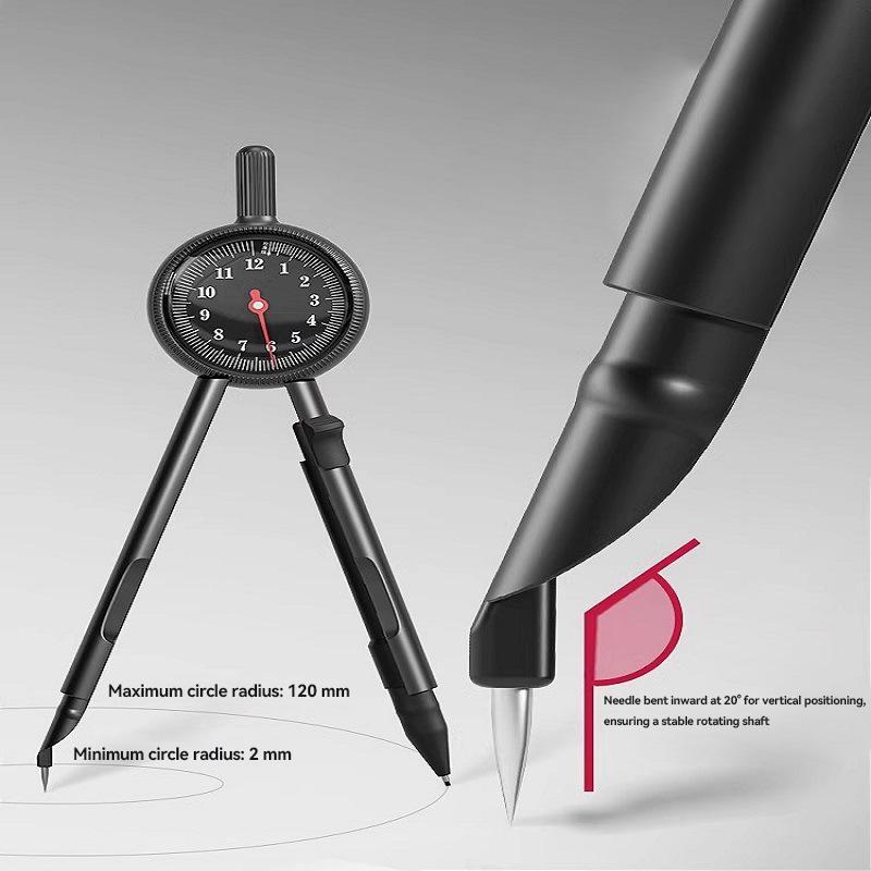 Radius Pointer Compass for Students Exam Drawing Circles 2B High-Precision Metal Ruler Compass Set Automatic Drafting Supplies