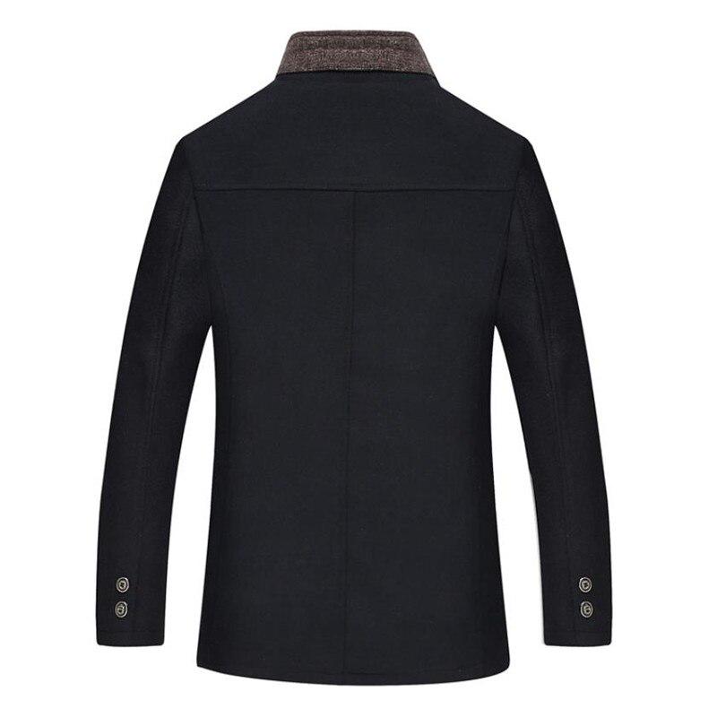 Podzimní a zimní pánský vlněný kabát Podnikání Ležérní Stojánek Šití límečku Design Bunda Kabát