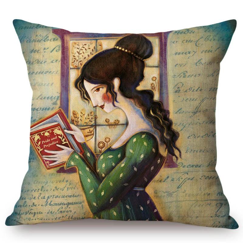 Modern Art Abstract Elegant Lady Hand Writting Sketch Cotton Linen Sofa Throw Pillow Case Nordic Lovely Girl Chair Cushion Cover