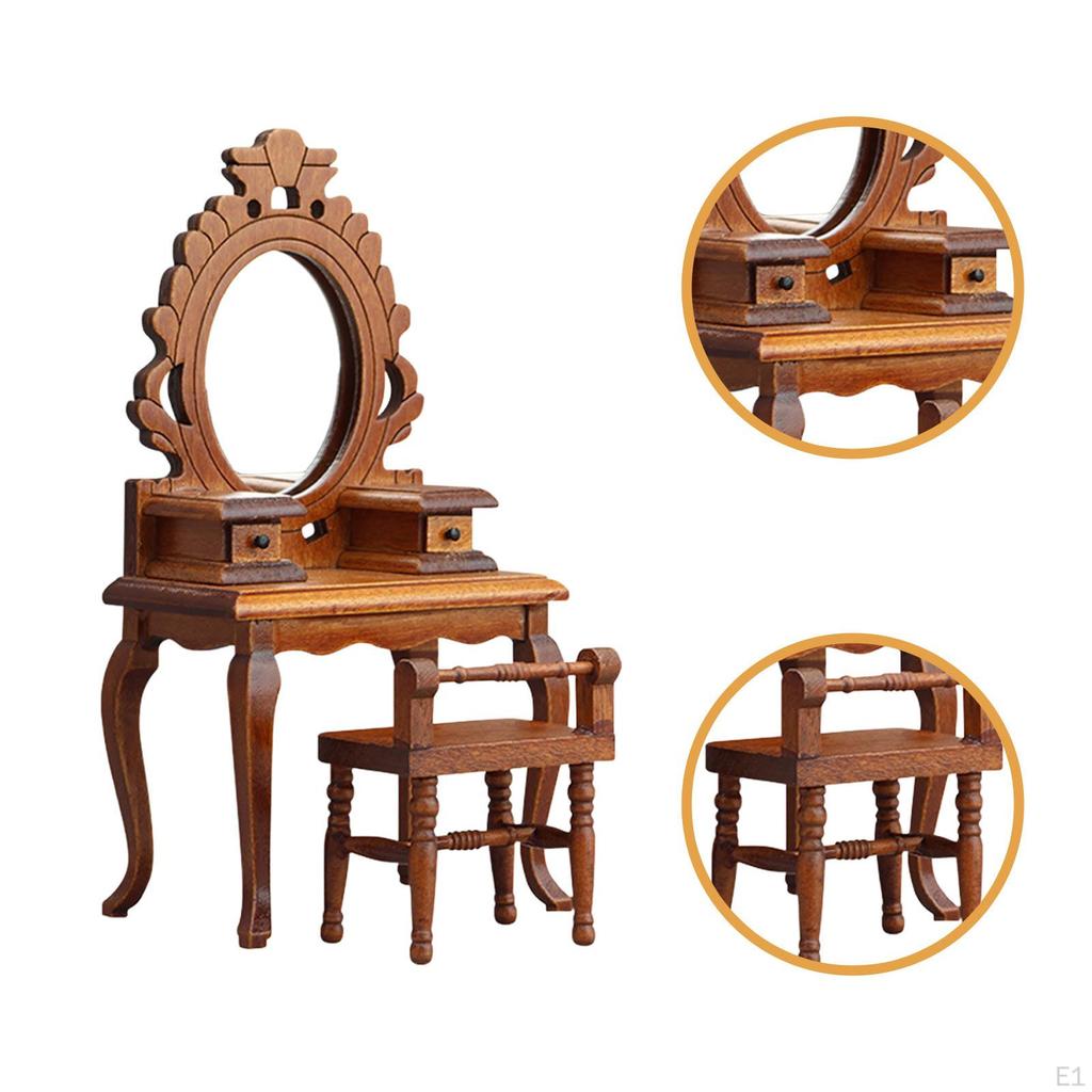 Miniature Makeup Furniture Set Dollhouse 1/12 for Living Room Workmanship Wooden Vintage