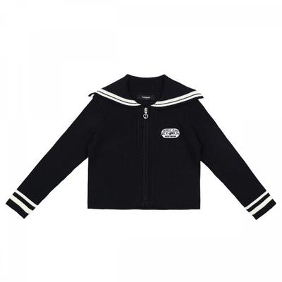 Ribbed Knit Cardigan Black T54kaw011