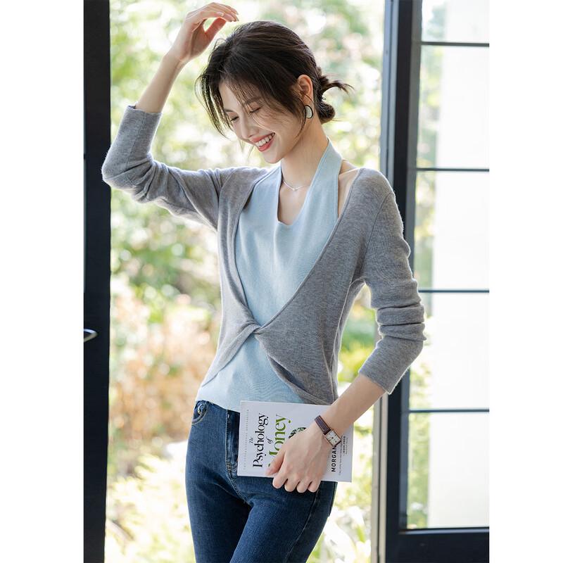 Mokana Women's Faux Two-Piece Long-Sleeve Knit Top