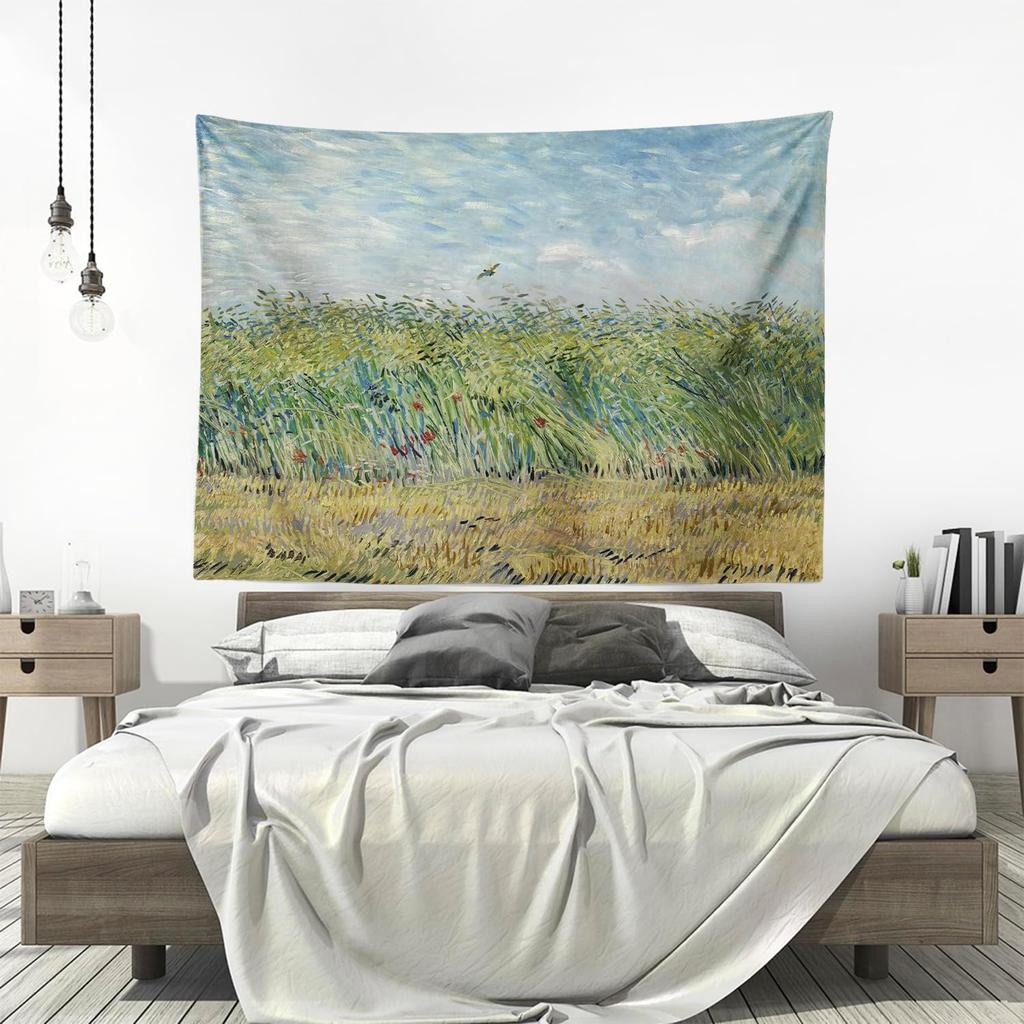 Nature Landscape Tapestry Wall Hanging Meadow Field Boho Decor Art Polyester Print for Living Room Bedroom Home Wall Decor