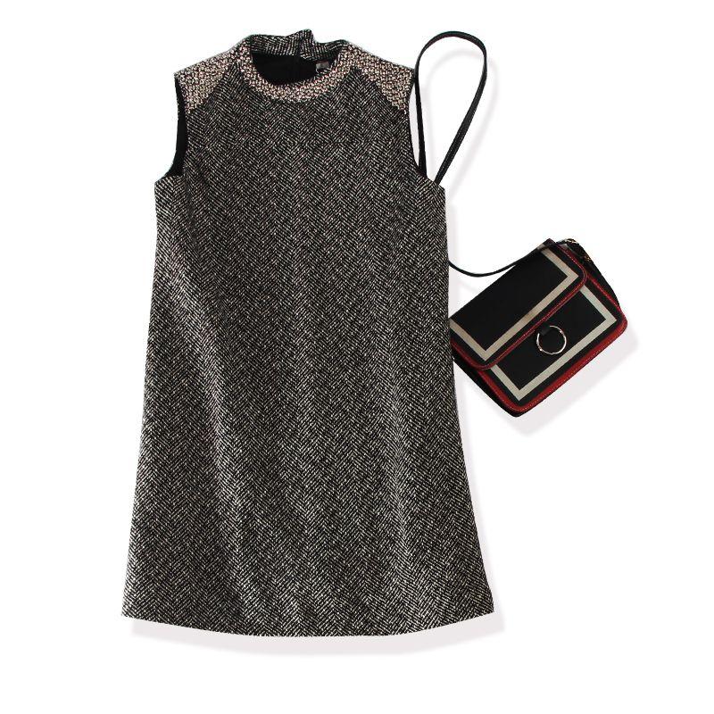 

Chu Mouth Single Spire Large Number of Flash Diamonds Beads Dress! European Goods Women Sleeveless Wool Autumn and Winter Vest Skirt Grey 3XL recommend 70.00kg