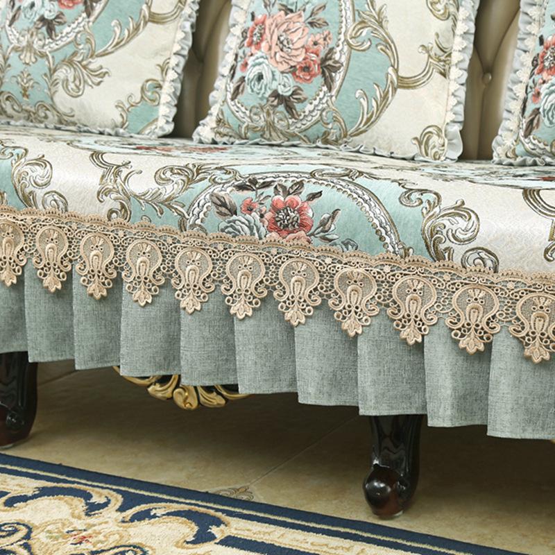 European Sofa Cushion Fabric Sofa Universal Non-Slip Seat Cushion Rear Backrest Towel Special-Shaped Princess All-Inclusive Cover