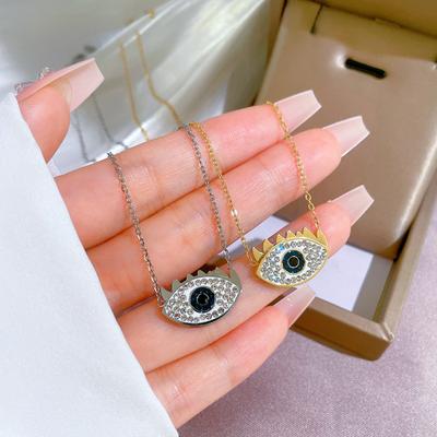 Temperament Eyelashes Eyes Furnace Real Gold Necklace Female Collarbone Chain With Jewelry