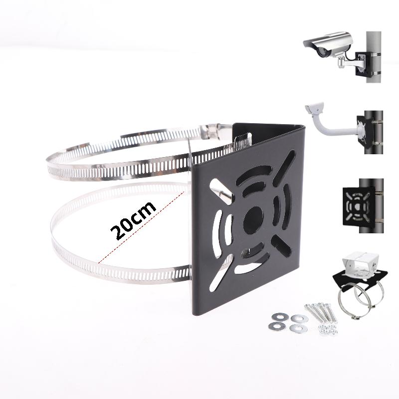 1 Set Universal Joint Pole Column Holding Monitoring Bracket Camcorder Back Stand Iron Hoop Plate Street Light Pole Mount Holder