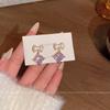 Korean Sweet Bow Earrings Women's Small Sugar Cube Zircon Pendant Earrings Ear Jewelry