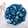 1pc Ocean Life Circular Illustration Umbrella with Plastic Handle,Compact & Stylish,Cartoon Pattern,Outdoor UmbrellaPT333