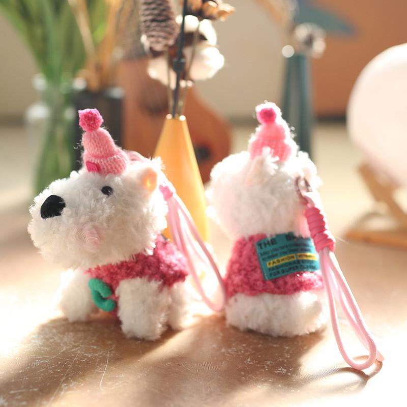 Dog West Highland Plush Toy Keychain Pp Cotton Stuffed Gift For Girls Kids