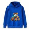 Kids Cartoon Tractor Print Hoodie Boys Girls Casual Long Sleeve Pullover Sweatshirt Cute Vehicle Pattern Children Top Coat