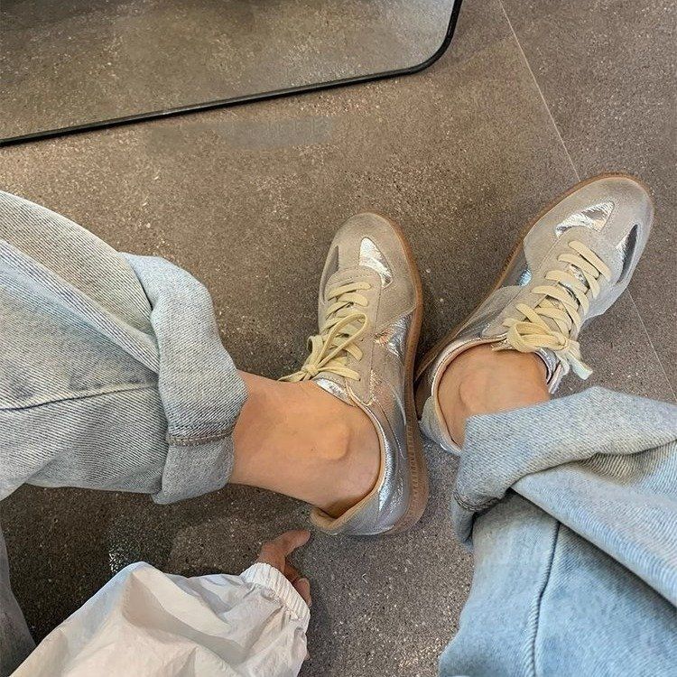 

Винтажные туфли для тренировок Maillard тыквенно-коричневые, женские, 2025 новая осень и зима, спортивные, повседневные, универсальные, на плоской подошве, кеды 40 серебряный