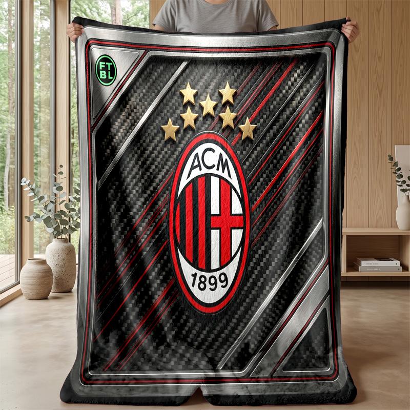 AC Milan Theme Blanket Soft Flannel Blanket Plush Throw Blanket Cozy Sofa Bed Blanket for Home Decor