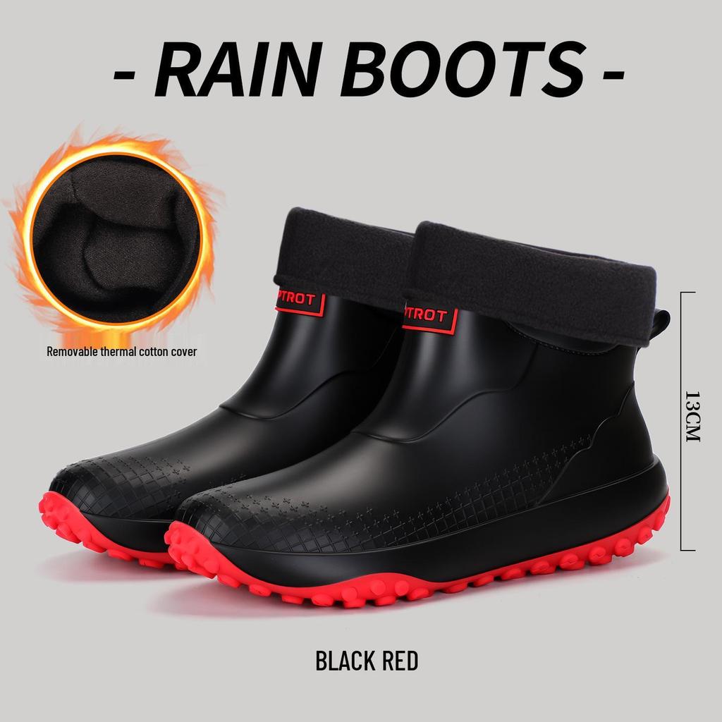 Men's & Women's Non-Slip Waterproof Short Rain Boots with Cotton Lining for Outdoor Use