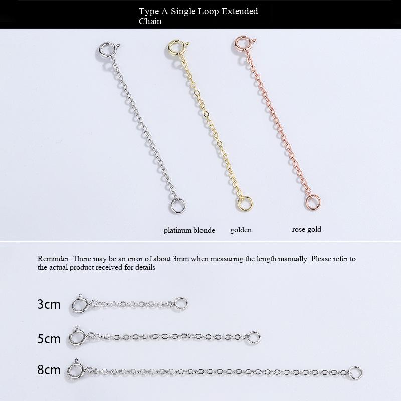 Hot Selling Electroplating 925 Sterling Silver Chain DIY Cable Chain Extender Spring Buckle Making Jewelry Type A 3cm single-loop extension chain