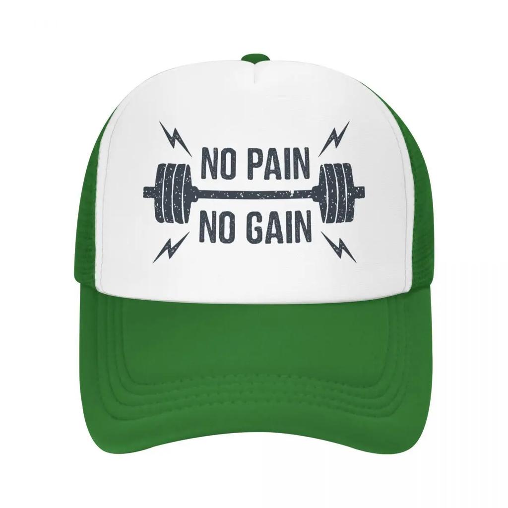 Custom No Pain No Gain Gym Motivational Quote Trucker Hat Adult Bodybuilding Workout Adjustable Baseball Cap Sports Trucker Cap