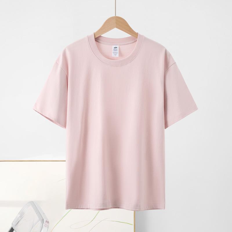 New Loose Pure Cotton Short-sleeved T-shirt Regular Shoulder Round Neck Tops Solid Color Versatile Short-sleeved Bottoming Shirt