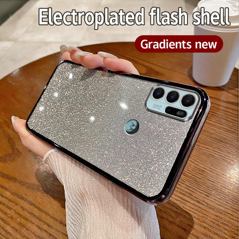Für Motorola Moto G60S Hülle Moto XT2133-2, XT2133-1 Handyhülle Glänzende Glitzerbeschichtung Silikon Kameralinsen Weiche Rückseite