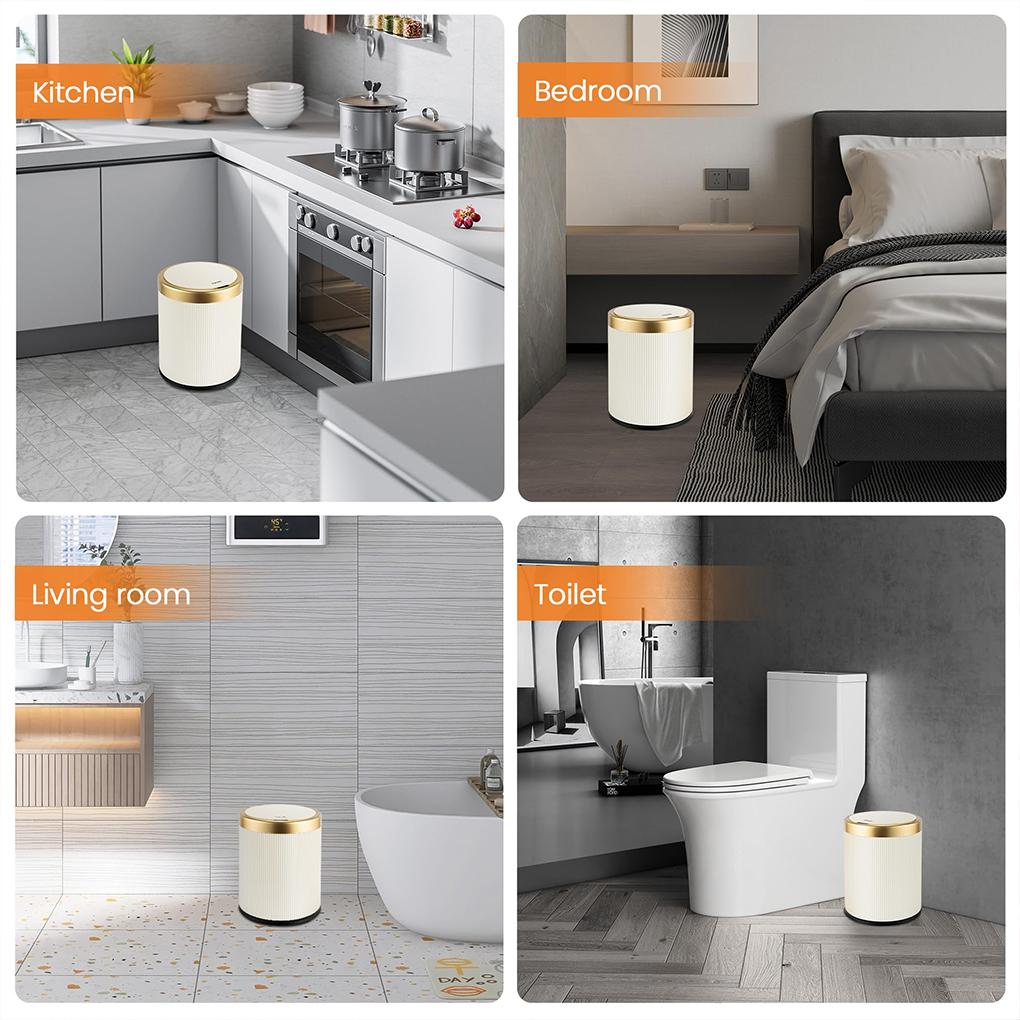 Stylish Motions Sensor Trash Can Beige Clean And Tidy Sensor Can Touchless Lid Enjoy 13 Goodbye To Manual Easy
