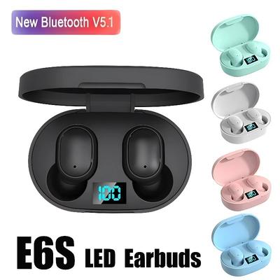 Fones de Ouvido Sem Fio E6S TWS Esportivos à Prova d'Água Bluetooth 5.1 Fone de Ouvido Estéreo com Microfone