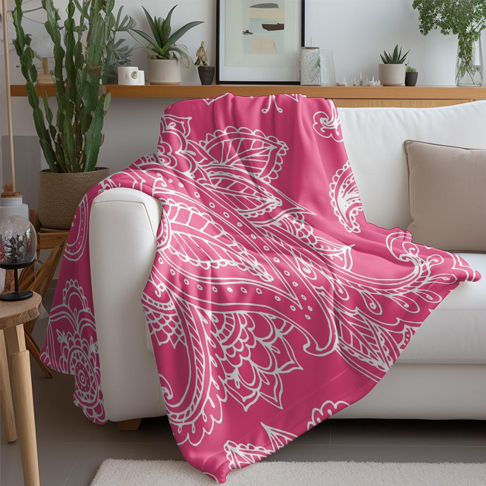 Vibrant Paisley Pattern Blanket Throw Soft Fleece Bed Sofa Decorative Throw Blanket for Home Living Room Bedroom