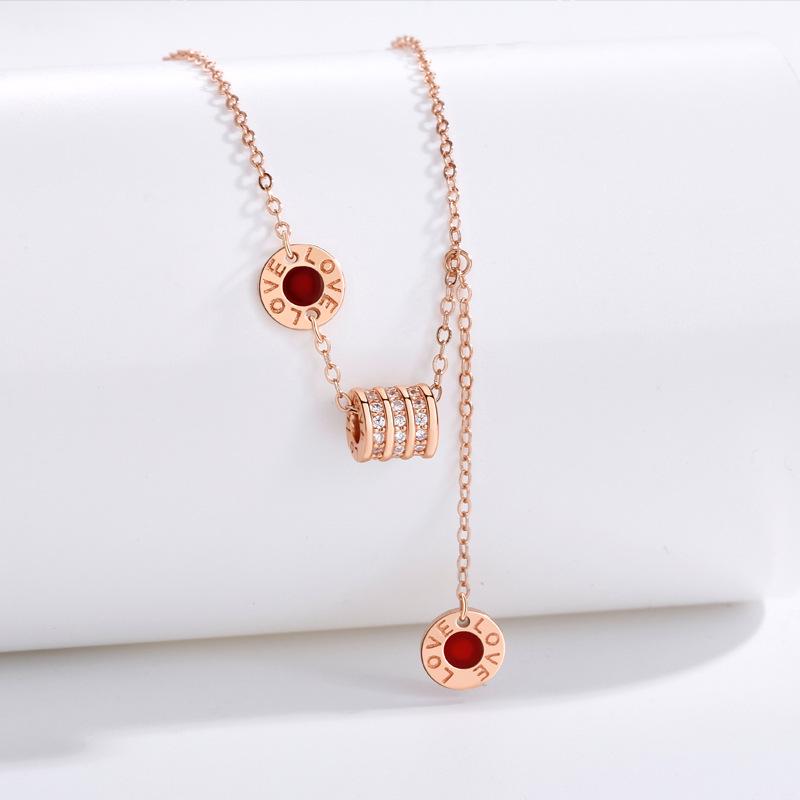 S925 Sterling Silver Slim Waist Agate Tassel Necklace for Women - Light Luxury Fashion S925 Silver