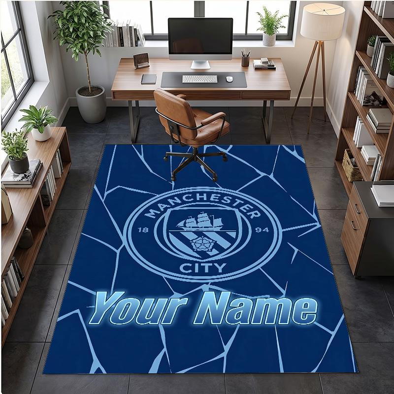 Crystal Velvet Rug Manchester City Print Custom Name Text Floor Mat Home Decor