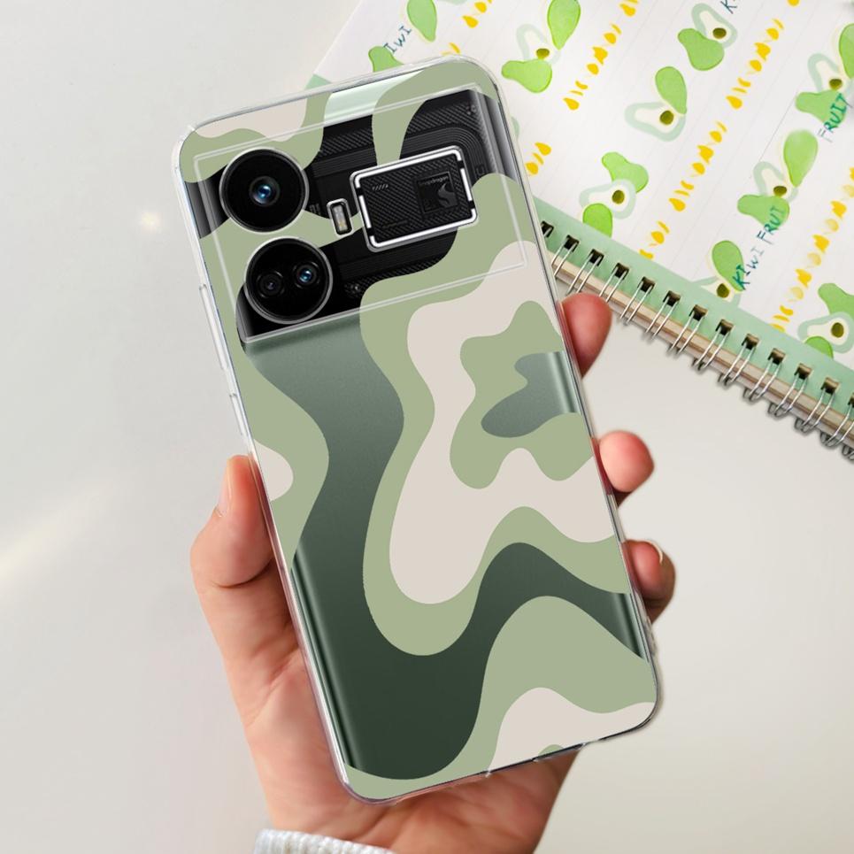 Pro Realme GT5 Pouzdro Průhledné Silikonové Měkký TPU Kryt Pro OPPO Realme GT 5 RealmeGT5 Pouzdra Květinové Mramorové Želé Nárazník Coques